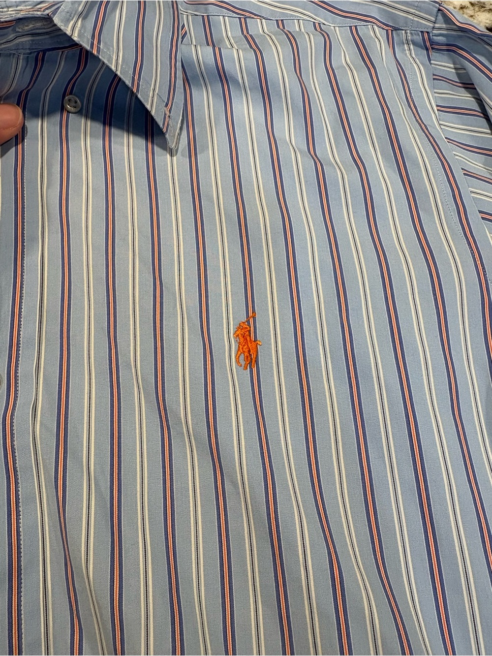 Ralph Lauren Light Blue Multi-Stripe Button-Down Shirt with Red Pony - Picture 5 of 6